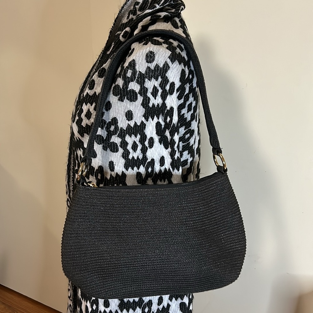 Talbots Black Straw Shoulder Bag - Picture 3 of 6